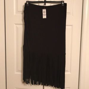 Fringed black skirt